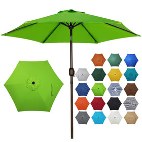 Blissun 7.5 ft lime patio umbrella fully open for wide outdoor shade.