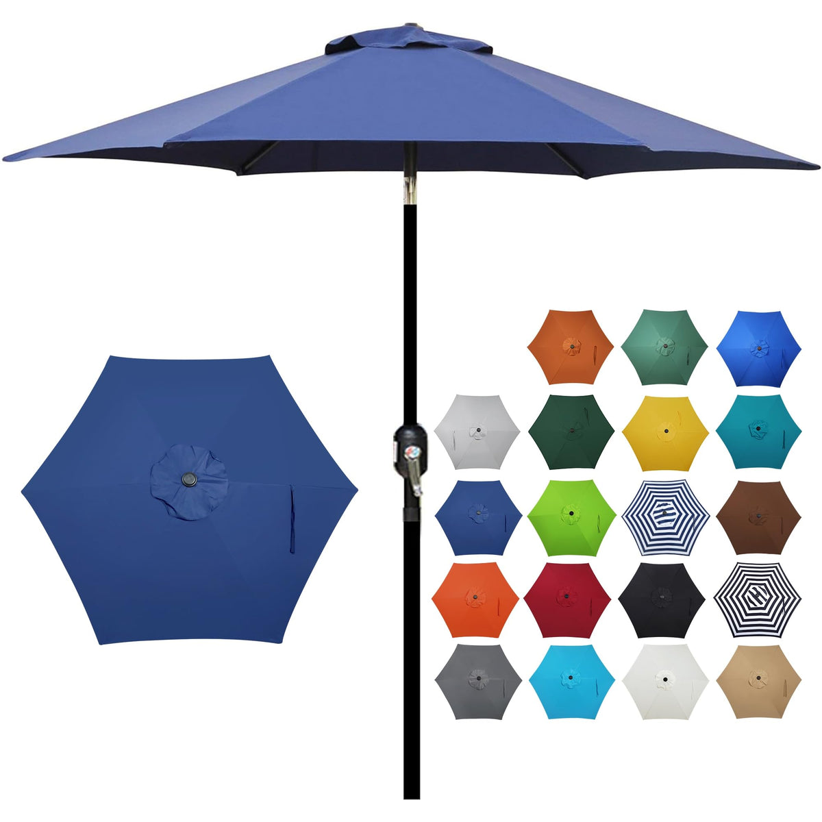 Blissun patio umbrella top view showing a wide shade canopy for outdoor dining