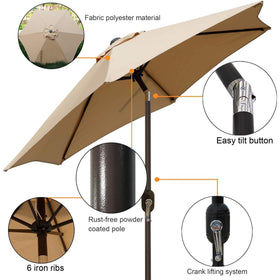 Blissun push-button tilt umbrella enables quick shade adjustments for sunlit meals