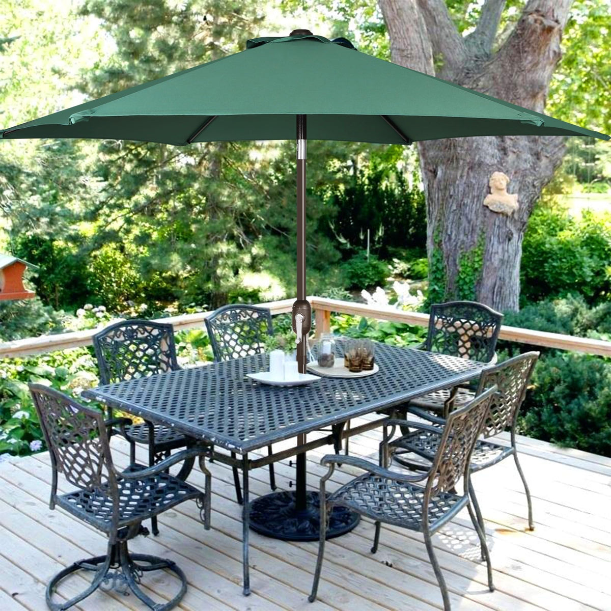 Blissun Seaglass umbrella shade for patio adds modern style to yard or cafe spaces.