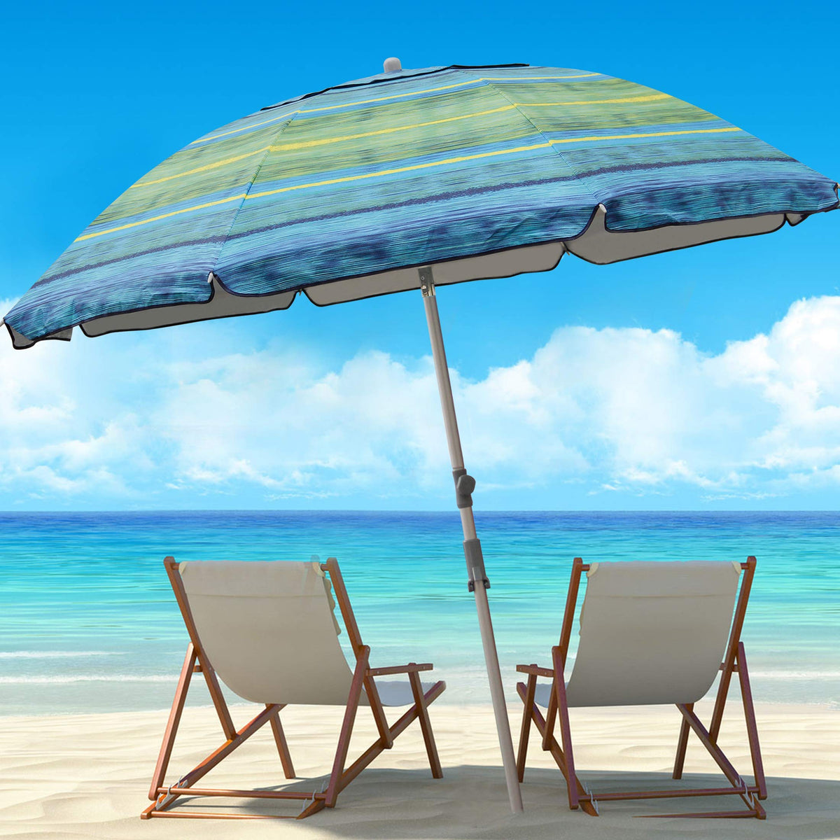 Blissun eight fiberglass ribs resist wind for lasting shade