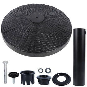 Blissun umbrella base with black finish complements any outdoor space.