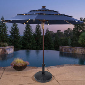 Blissun base dimensions 17.7 inches diameter and 14 inches tall.