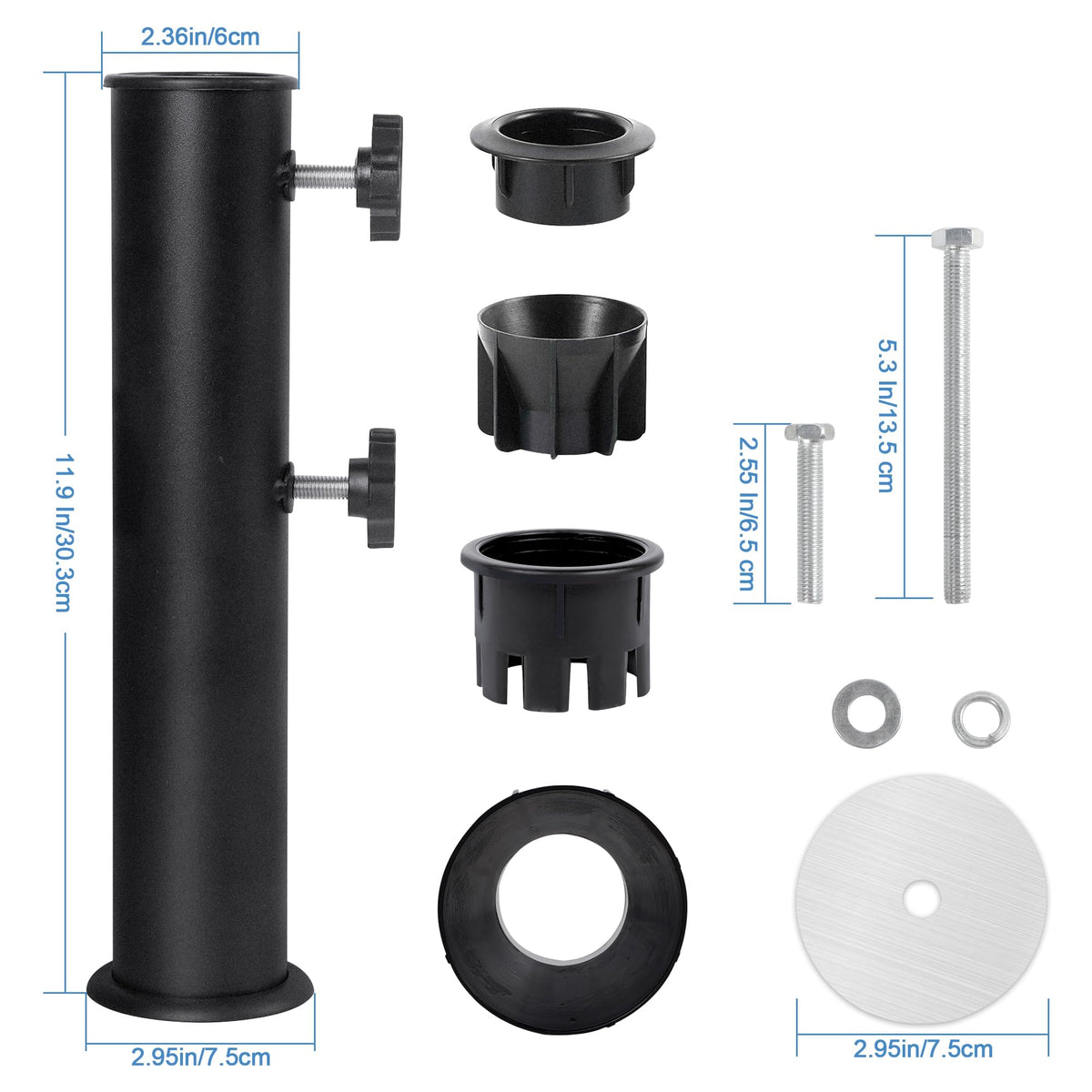 Blissun base sleeve 1-38 inch provides adjustable pole compatibility for a snug fit