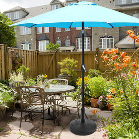 Blissun base demonstrating outdoor stability on a garden or deck.