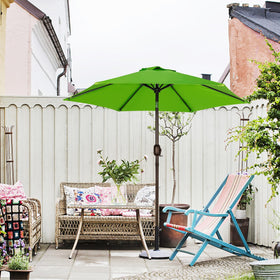 Blissun 7.5 ft canopy delivers ample shade for 2–4 chairs at a table.