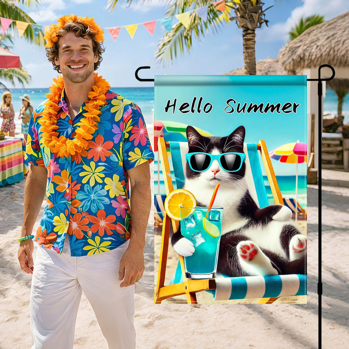 BlissYard Hello Summer Cat Flag makes a great gift for cat lovers