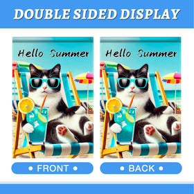 BlissYard Hello Summer Cat Flag ideal for porches and gardens