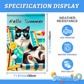 BlissYard Hello Summer Cat Flag quick install on standard stands