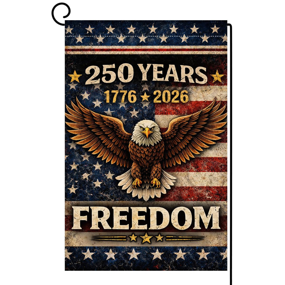BLKWHT 250 Years America garden flag 12x18, vibrant outdoor display for patriots