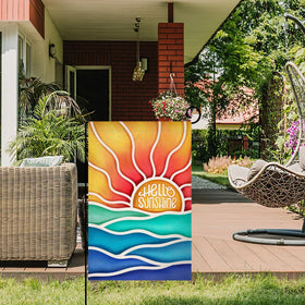 BLKWHT Burlap texture garden flag adds rustic outdoor charm and durability