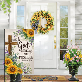 BLKWHT double-sided sunflower flag displays vivid design from both directions.