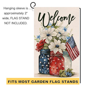 BLKWHT garden flag stand not included, fits standard flag stands.