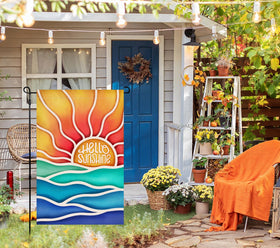 BLKWHT Hello Sunshine flag double-sided print visible from both directions