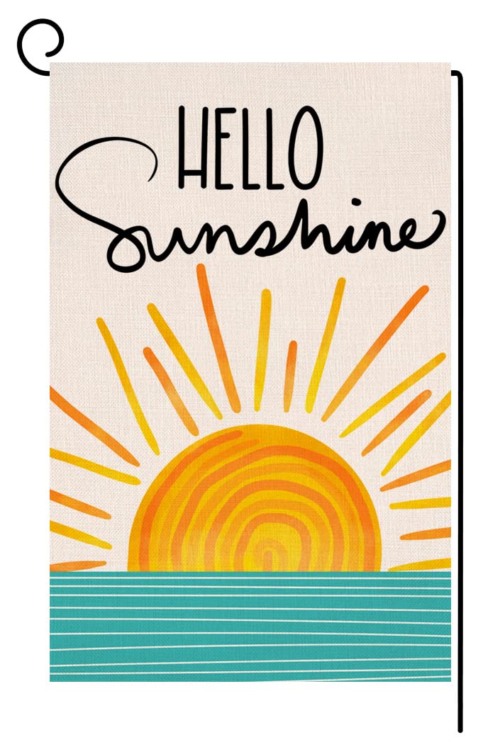 BLKWHT Hello Sunshine flag front view for outdoor charm and seasonal curb appeal.