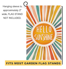 BLKWHT Hello Sunshine garden flag 12x18, compact seasonal accent for patios.