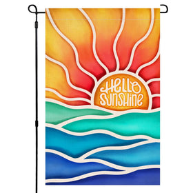 BLKWHT Hello Sunshine garden flag sea-welcome motif adds bright outdoor curb appeal