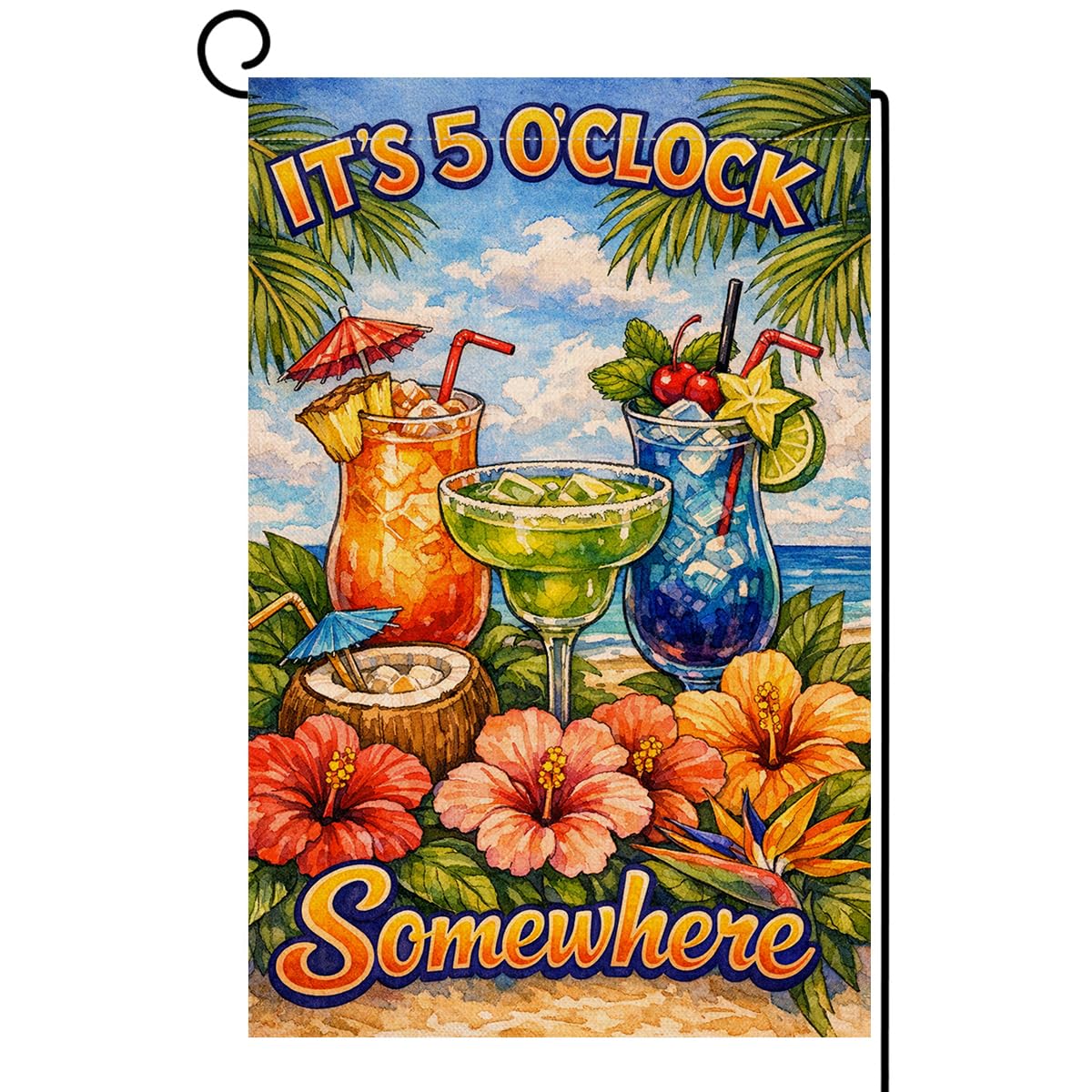 BLKWHT summer beach flag 12x18, front view, ideal for outdoor decor.