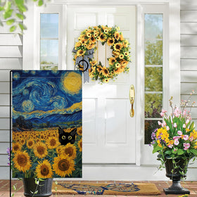 BLKWHT Sunflower Cat double-sided flag with clear pattern for garden use