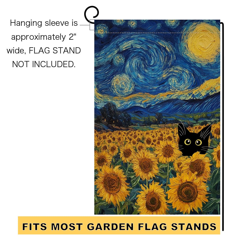 BLKWHT Sunflower Cat motif brightens yard while greeting guests