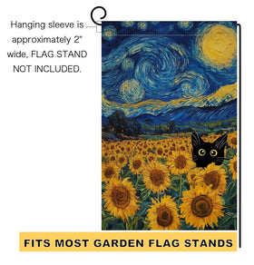 BLKWHT Sunflower Cat motif brightens yard while greeting guests