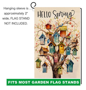 BLKWHT outdoor flag with floral motif, durable burlap for long lasting use