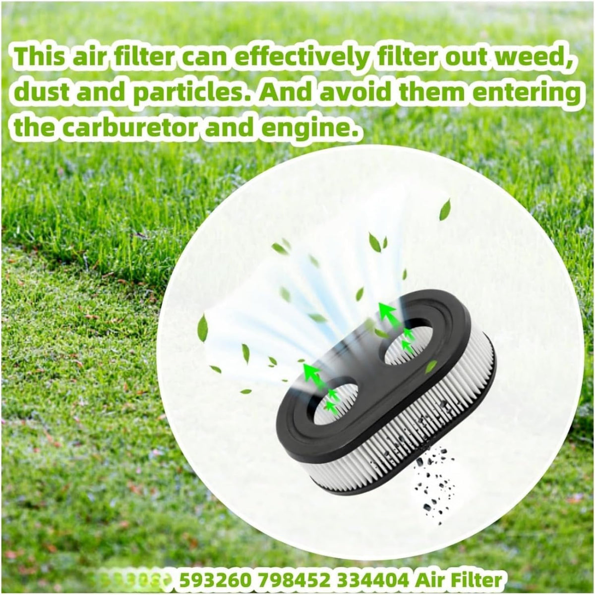BLOLACDZ four-pack lawn mower air filters for quick maintenance tasks.