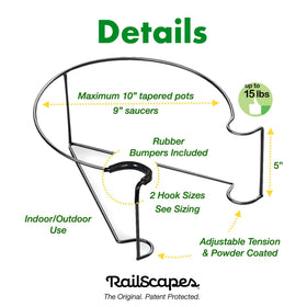 Bloem Railscapes floating planter holder on rail demonstrates planter support.