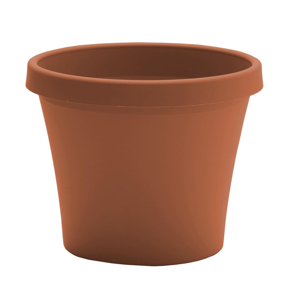 Bloem Terra 8-inch round planter in terra cotta resin for indoor or outdoor use