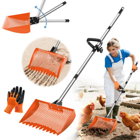 Bloksin 12-inch scooper-rake assembly for efficient coop cleanup.