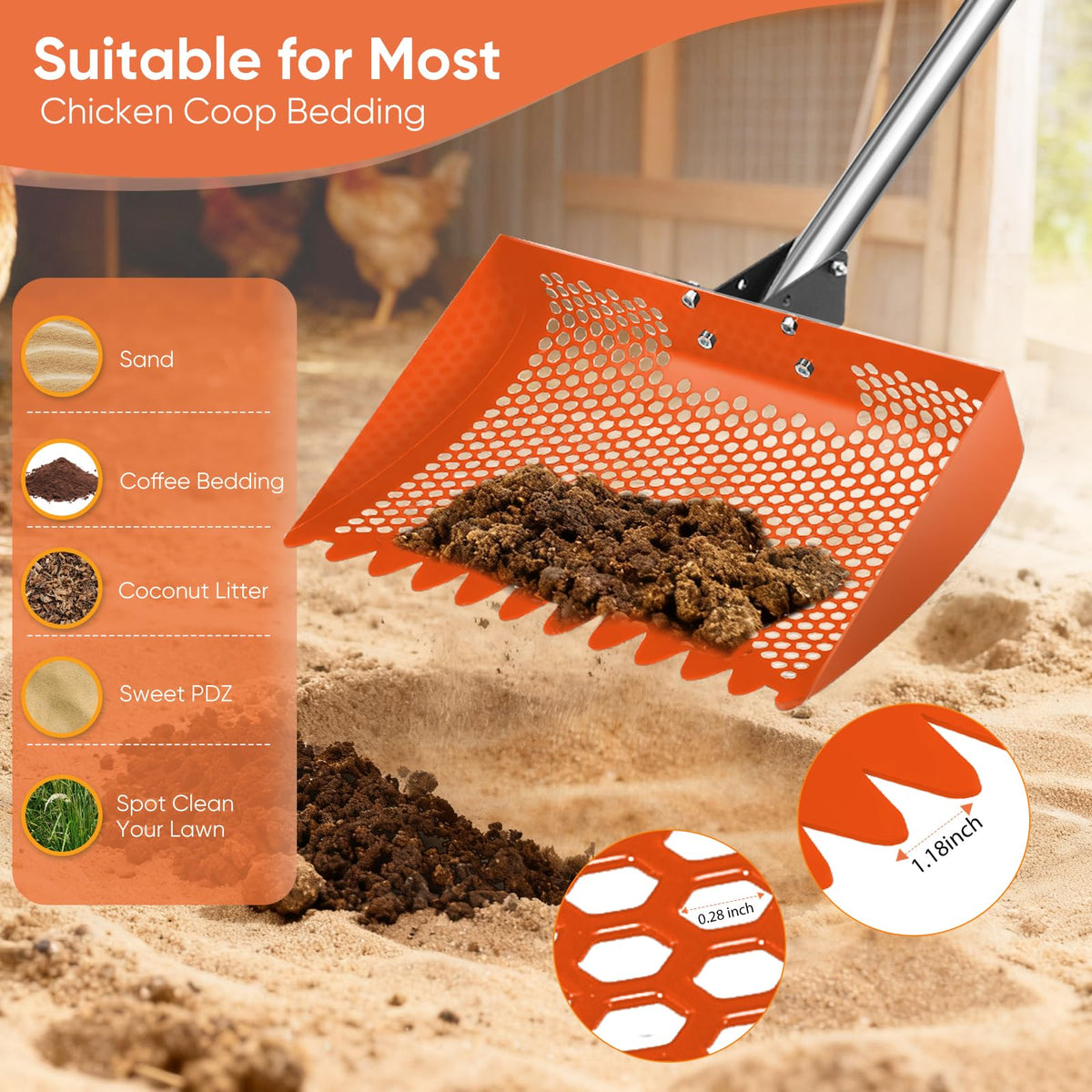 Bloksin multi-use sifting tool ideal for bedding and garden cleanup.