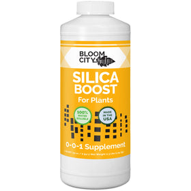 Bloom City Liquid Silica Boost bottle pour enhances stem strength for resilient growth.