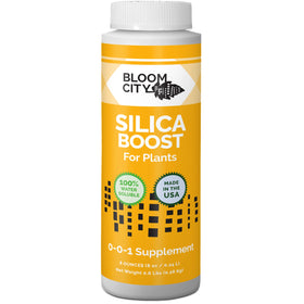 Bloom City Liquid Silica Boost bottle shows concentrated formula for stronger stems.