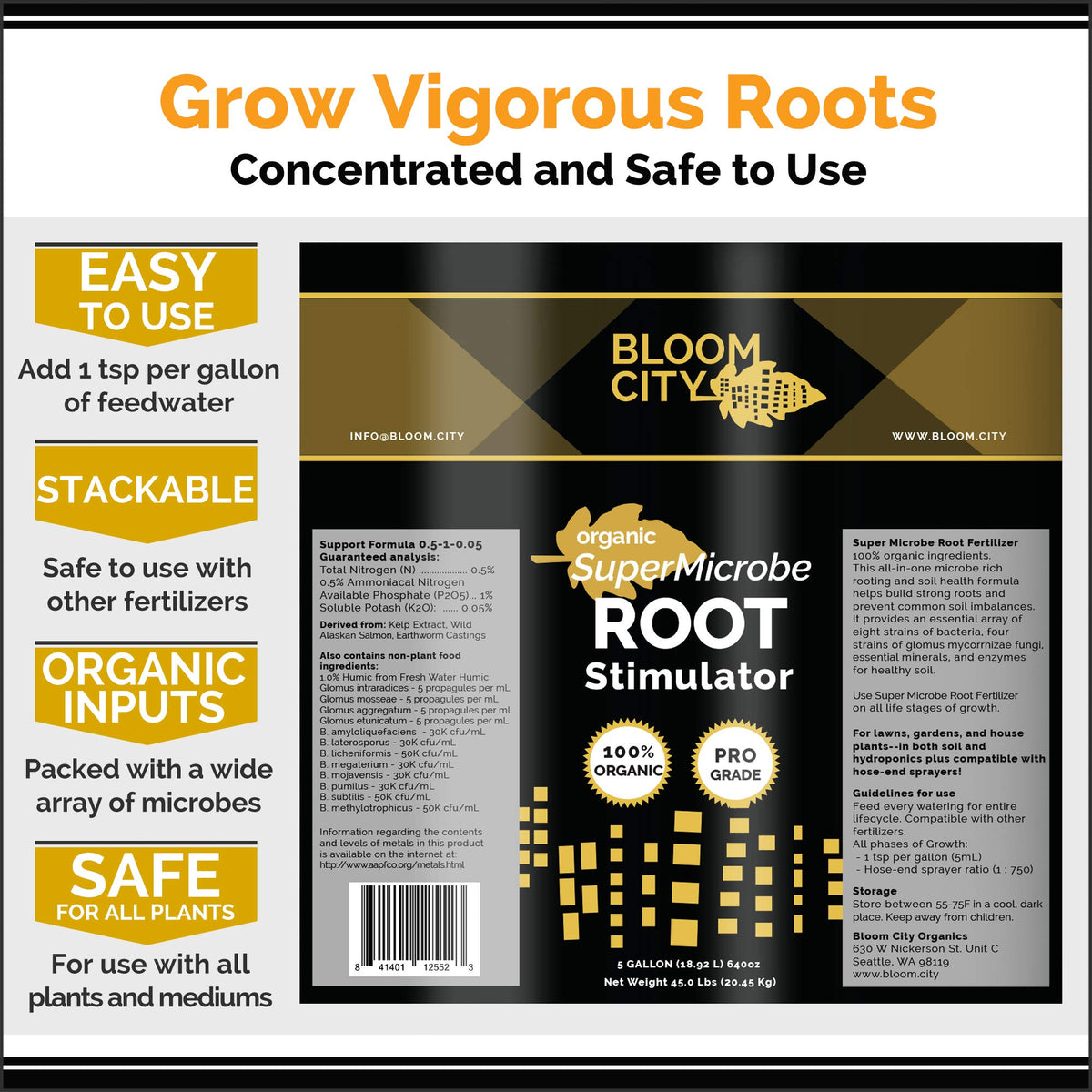 Bloom City Organic Root Stimulant dropper-pour demonstrates easy application.