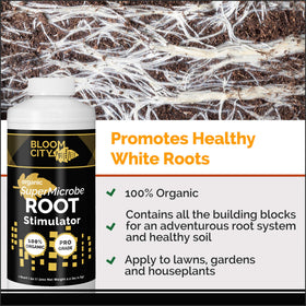 Bloom City Salmon Kelp Formula label communicates natural nutrition for soil microbes.