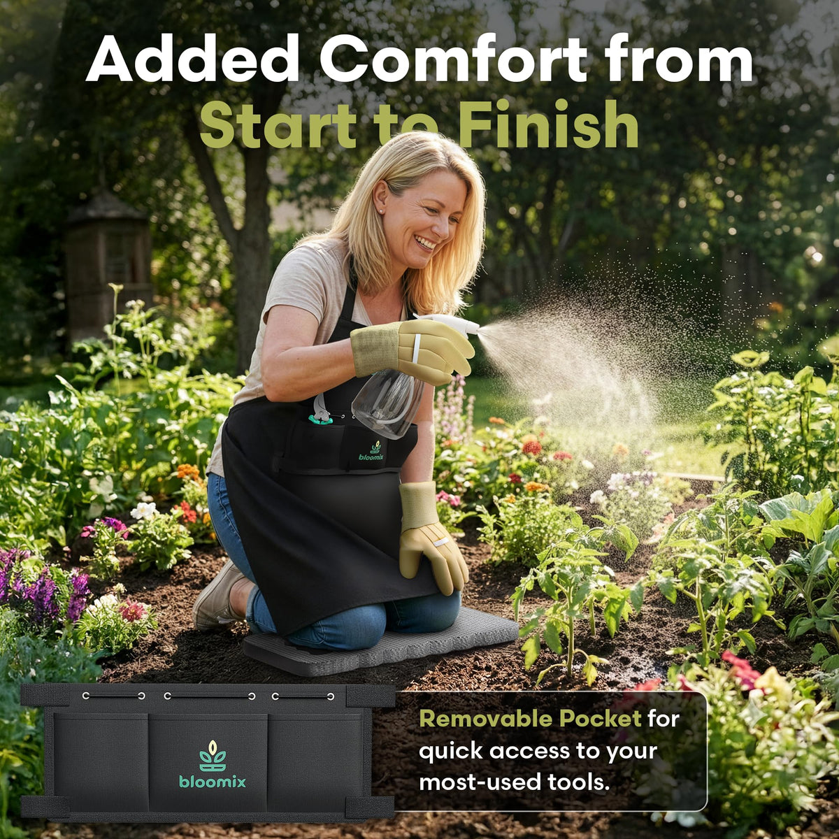 Bloomix kneeling pad provides soft comfort during planting.
