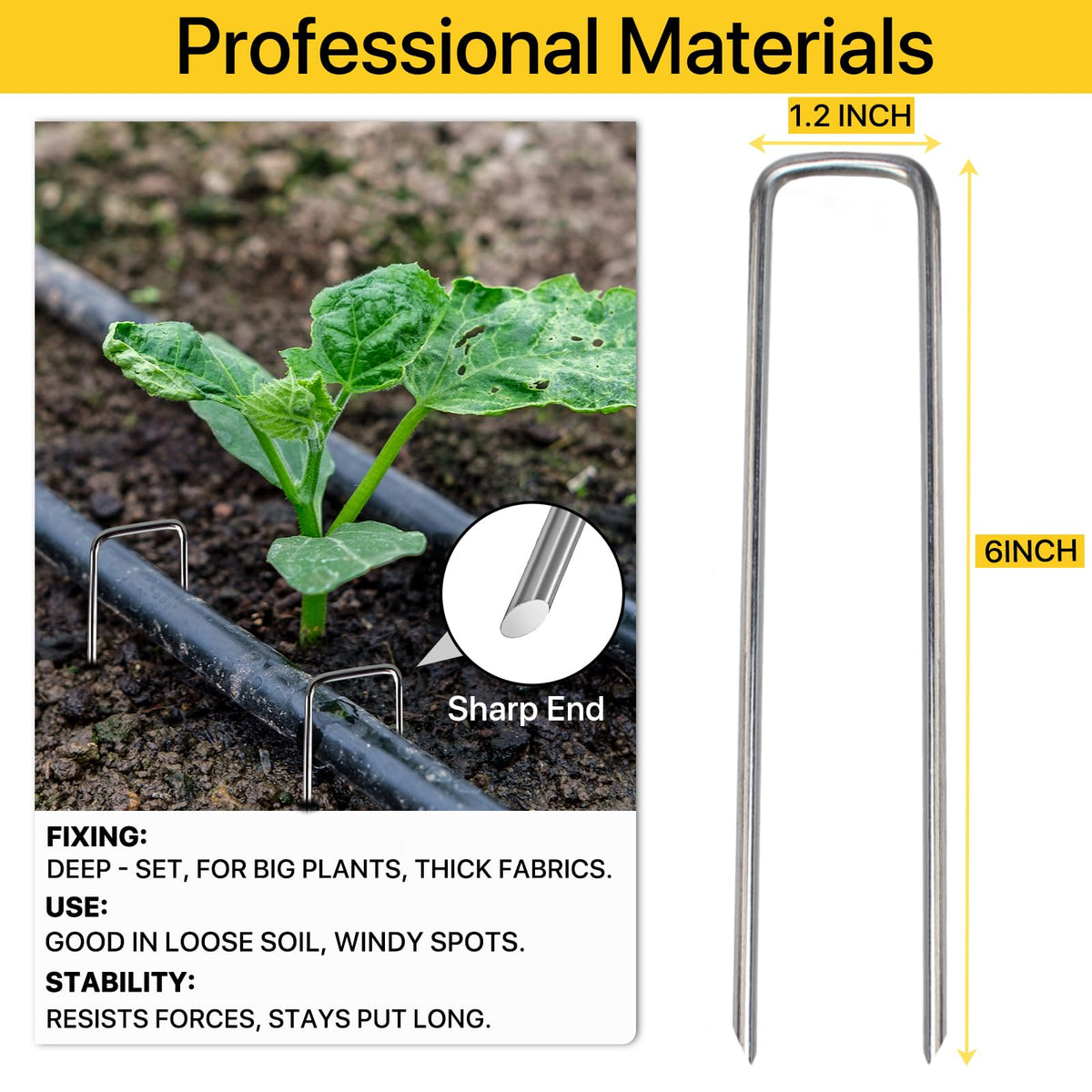 BLOSMIY galvanized 11ga stakes provide sturdy ground anchoring in windy yards
