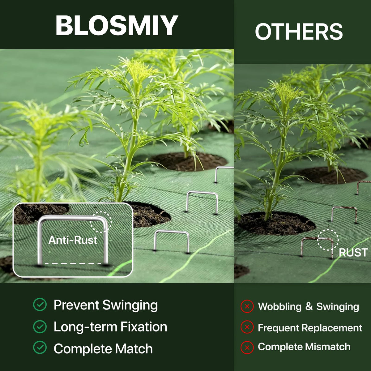 BLOSMIY rust-resistant stakes are reusable across outdoor projects