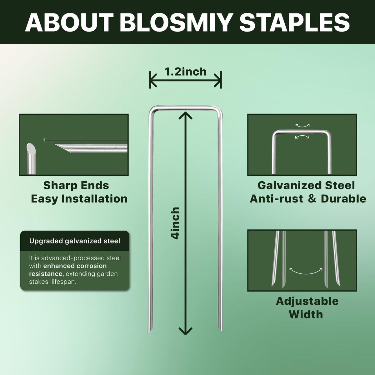 BLOSMIY sharp-tipped stakes pierce soil easily for quick securement