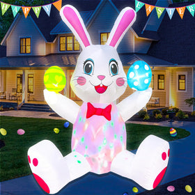 BLOWOUT FUN easy-set inflatable bunny with included stakes and ropes.