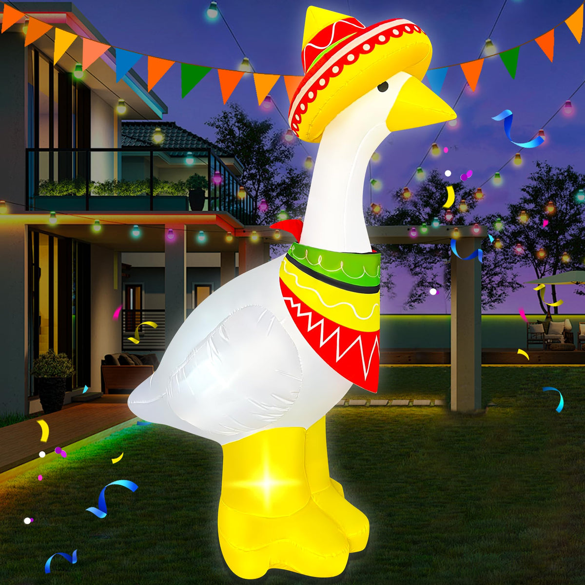 LED yard decoration inflates for evening ambiance with BLOWOUT FUN.