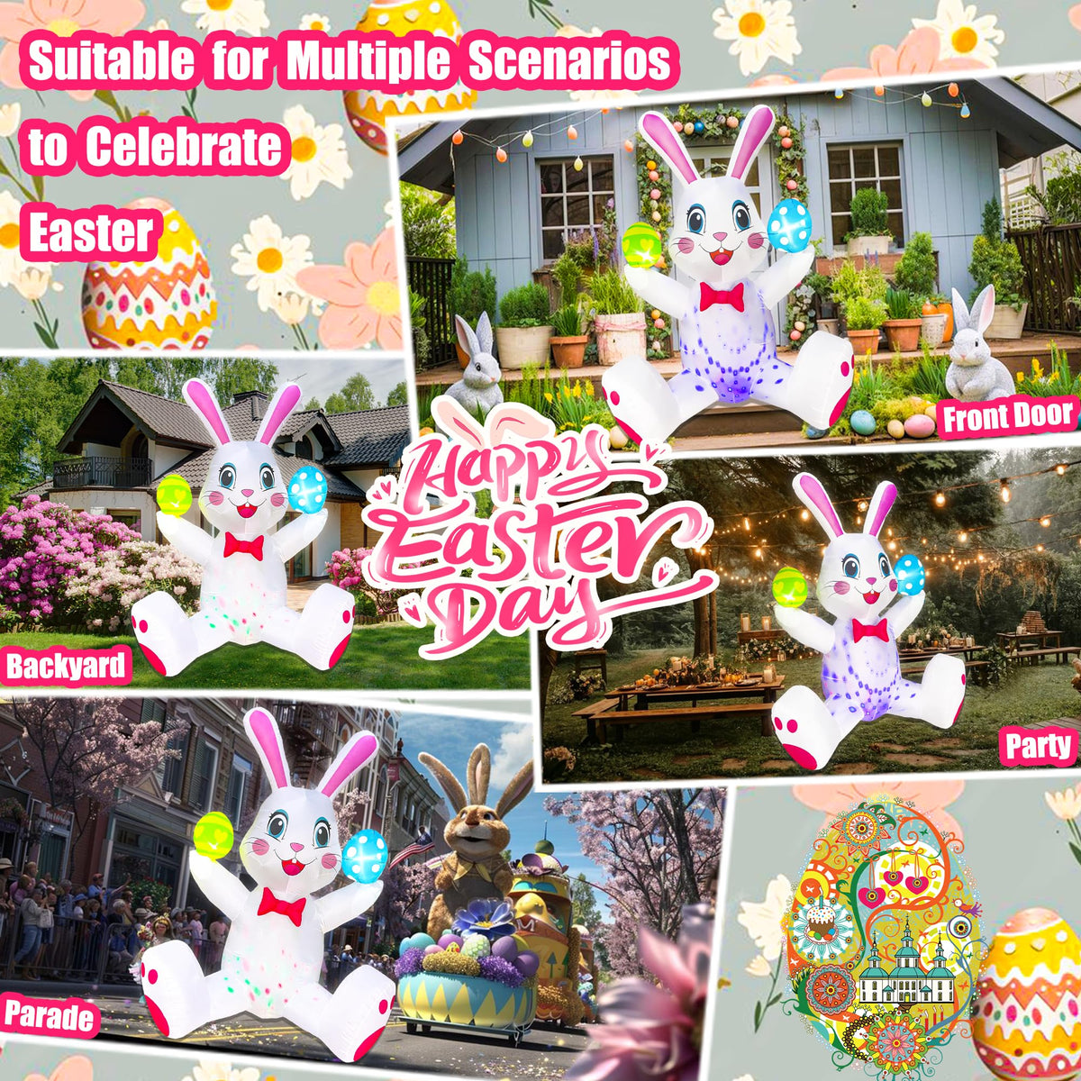 BLOWOUT FUN waterproof polyester Easter decoration withstands spring weather.