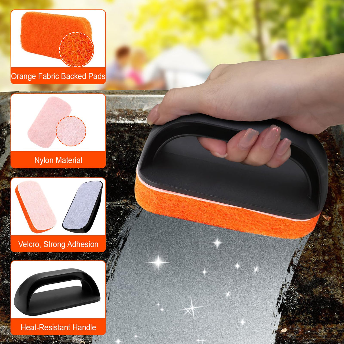 BLTTOPU scouring pads with handle for safe scrubbing