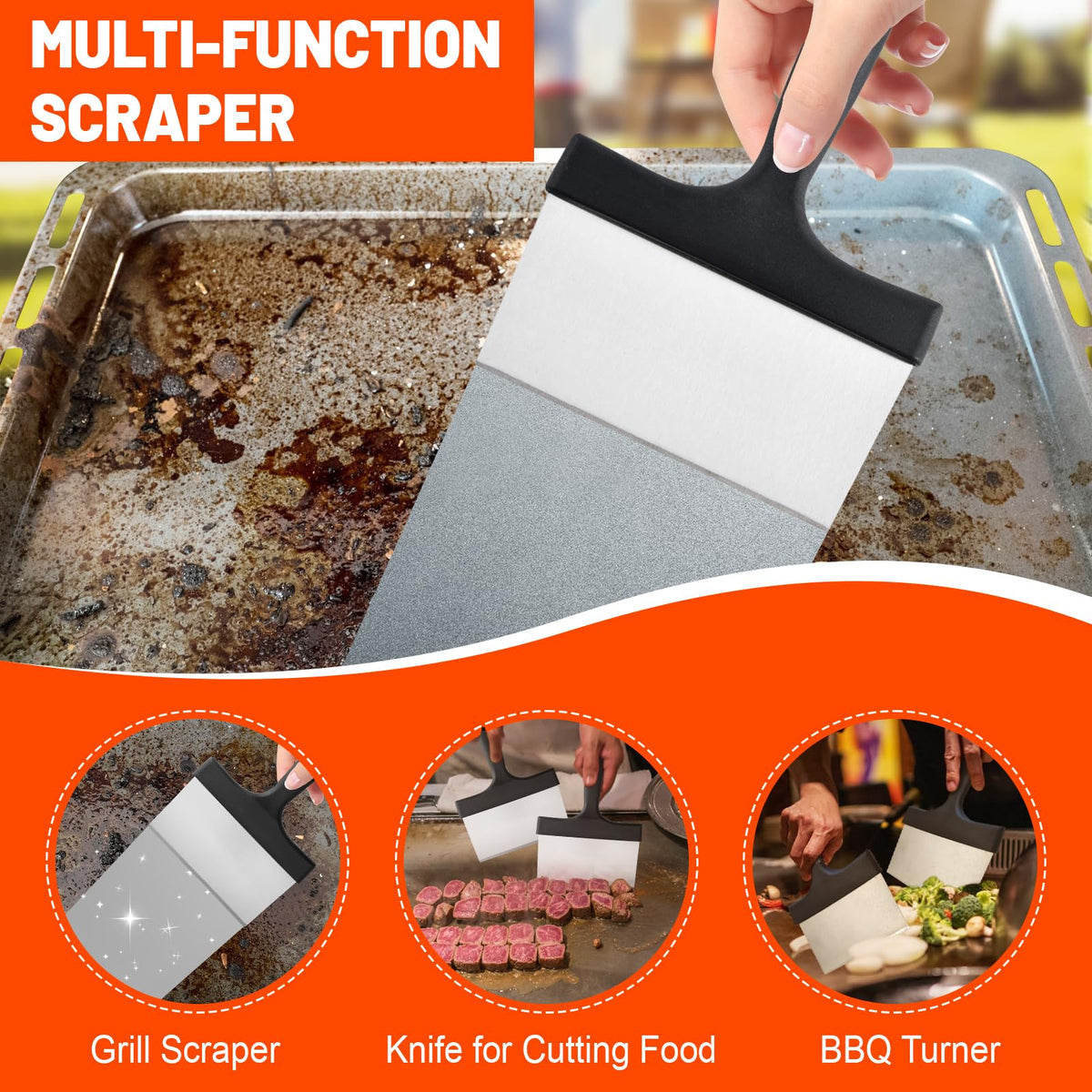 BLTTOPU griddle scraper tool for residue removal during cooking