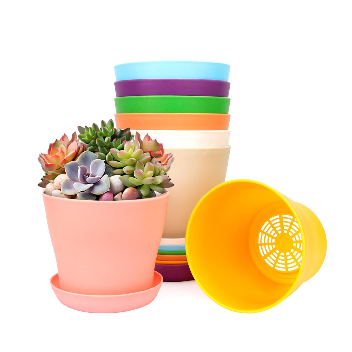 Bluckincle 8-pack plant pots with 4.7 inch opening for versatile indoor gardening.