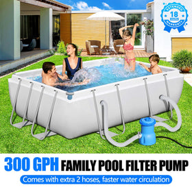 BluClear 300 GPH pool filter pump back view, compact design for space saving