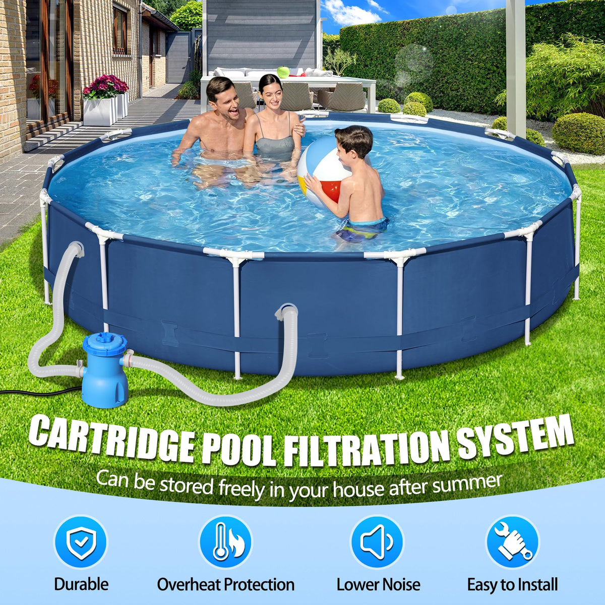 BluClear GFCI safety plug with pool pump for protected outdoor use