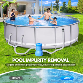 BluClear Basic Series pump side view; compact design saves space.