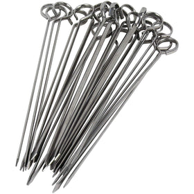 Blue Donuts 8-inch flat-tip skewers for secure, even grilling.