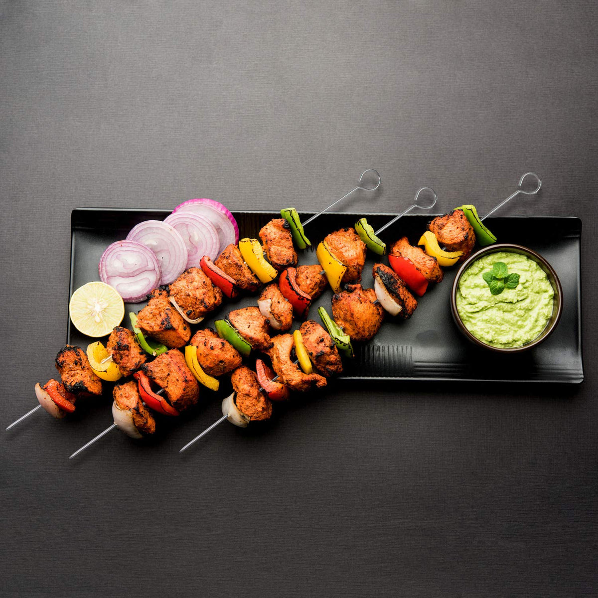 Blue Donuts skewers food-grade stainless for safe grilling.